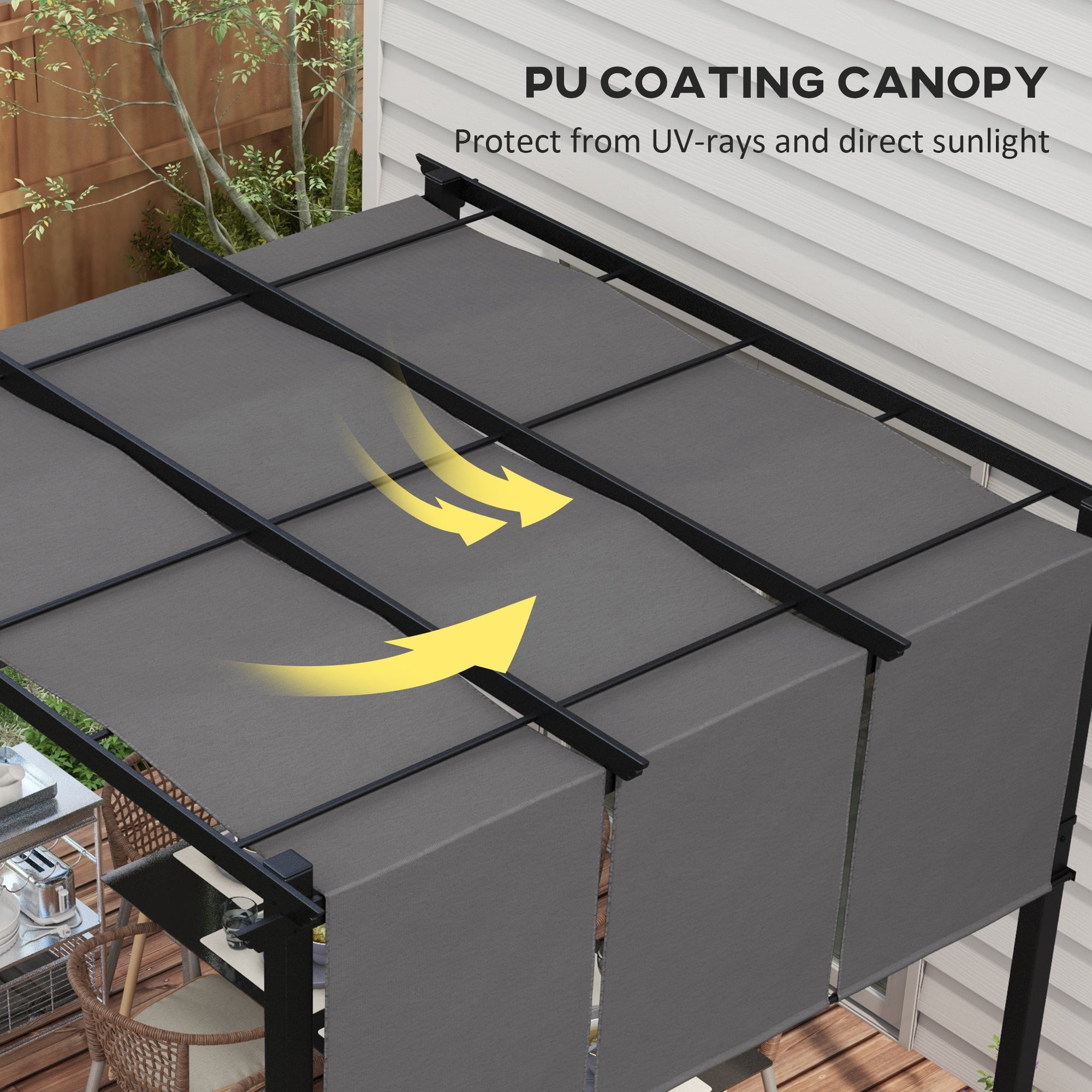 Outsunny 10' x 10' Metal Pergola, Outdoor Pergola with Retractable Canopy, for Garden, Patio, Backyard, Deck, Charcoal Grey 