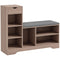 Upholstered Shoe Storage Bench w/ Seat, Entrance Bench w/ Drawer and 6 Open Shelves for Hallway, Grey
