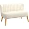 Modern 2 Seat Sofa for Bedroom, Upholstered Two Seater Couch with Rubber Wood Legs, Cream White