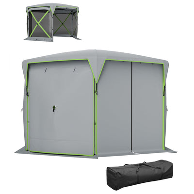 Outsunny 11 x11ft Pop Up Gazebo, Outdoor Camping Tent with Removable Roof & Roll-Up Wind Panels for Backyard & Campsite 