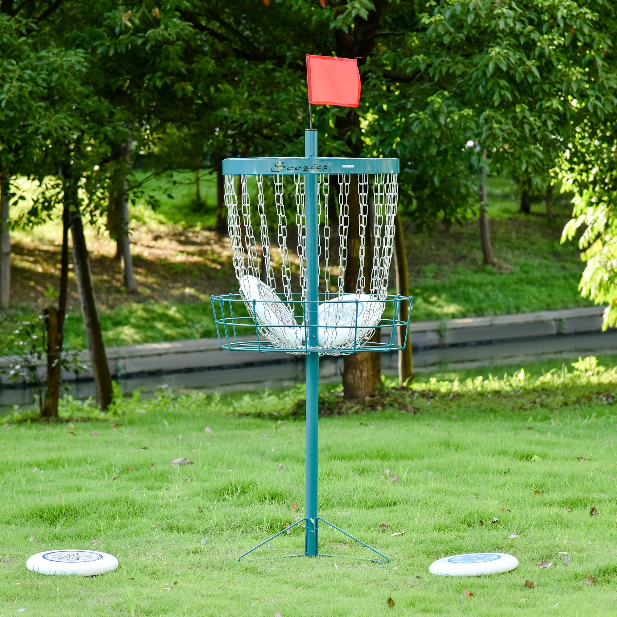 Soozier 24-Chain Portable Practice Basket for Disc Golf Target Stand Easy Assembly & Lightweight Basket w/ Carry Bag Navy Blue 