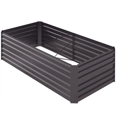 Outsunny Elevated Garden Bed Perfection: Galvanized Steel Raised Outdoor Planters with Reinforced Rods, 71" x 35" x 23", Dark Grey 