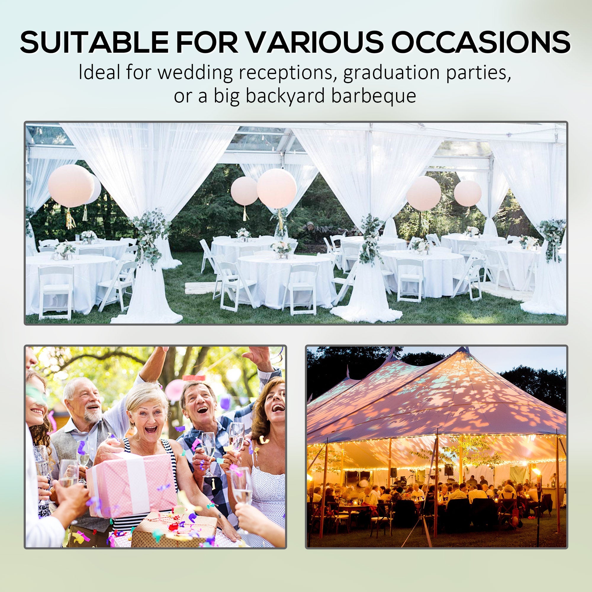Outsunny Heavy Duty Party Tent, 20' x 40' Large Sun Shade Canopy Tent for Parties, Wedding, Events, BBQ Grill, White 