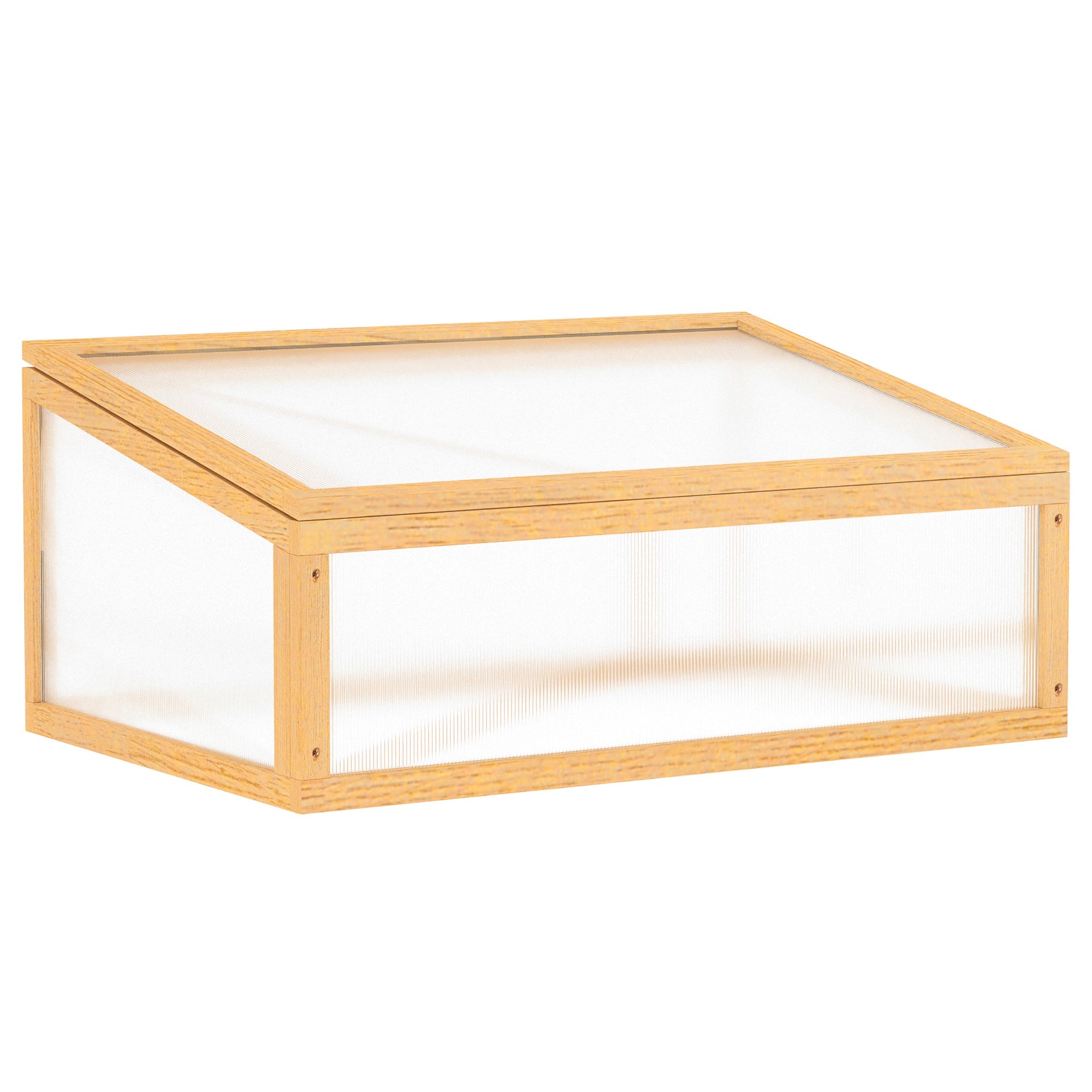 Outsunny Wooden Cold Frame Greenhouse Raised Garden Planter Portable Openable Top 35.5"x23.5"x15.75" Light Brown 