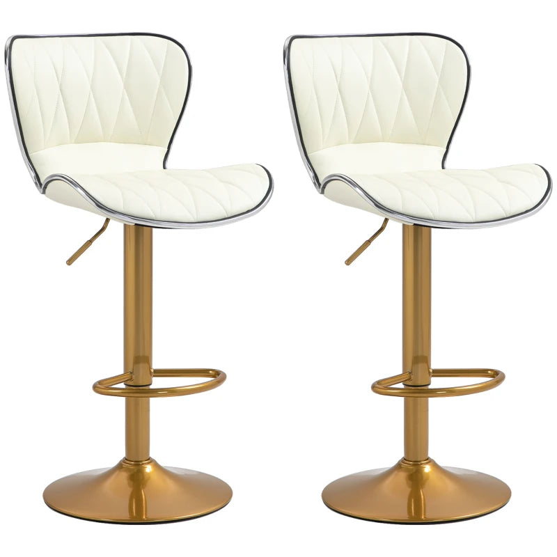 Counter Height Bar Stools Set of 2, Adjustable Height Bar Chairs with Swivel Seat, PU Leather Upholstery