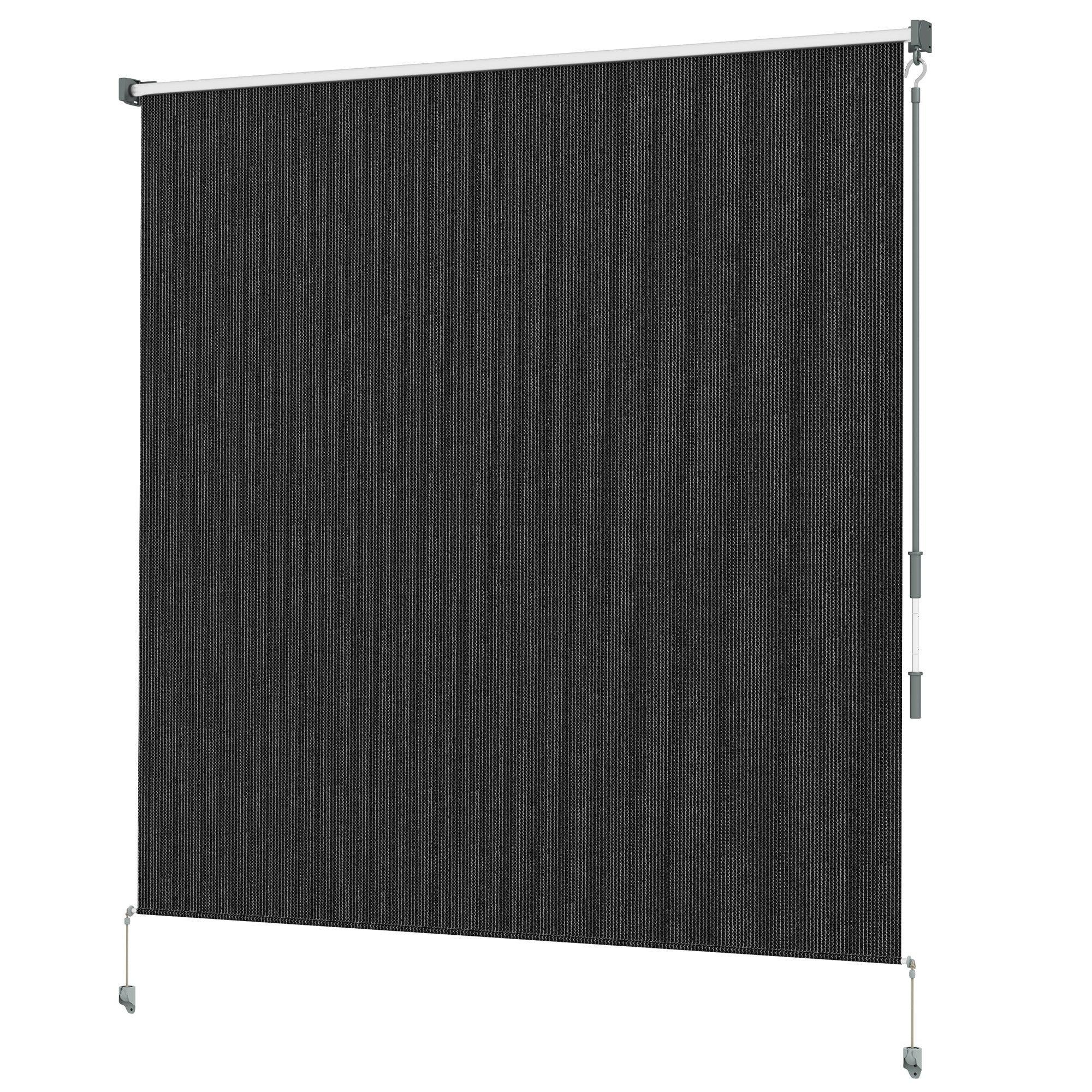 Outsunny 6' x 6' Patio Door Blinds, Outdoor Roller Shades, Cordless Roll Up Shade for Porch Gazebo, Black 