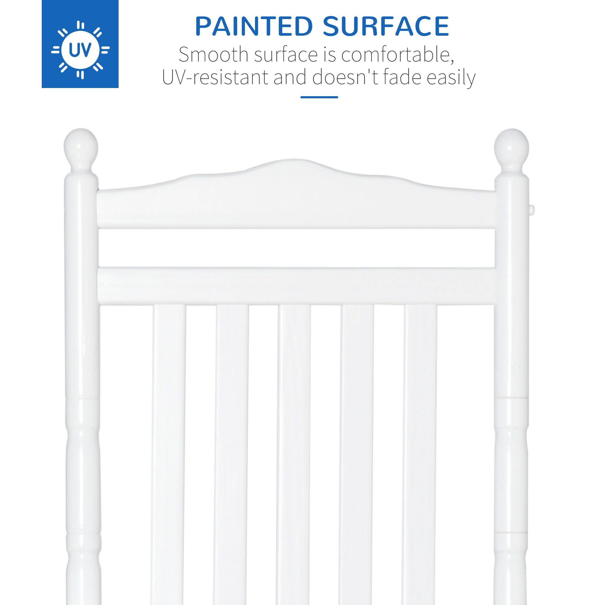 Outsunny Wooden Outdoor Rocking Chair, Patio Rocking Chair with Slatted High Back and Armrests for Porch, Garden, Lawn, White 