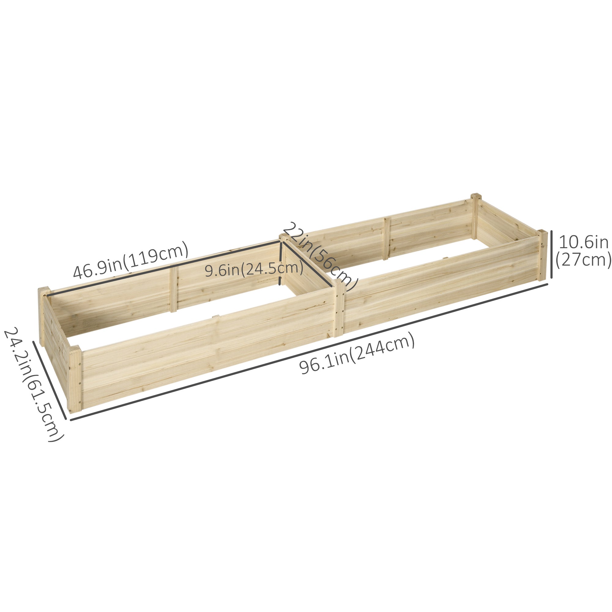 Outsunny Raised Garden Bed Elevated Wooden Planter Box for Backyard, Patio to Grow Vegetables, Herbs, and Flowers 
