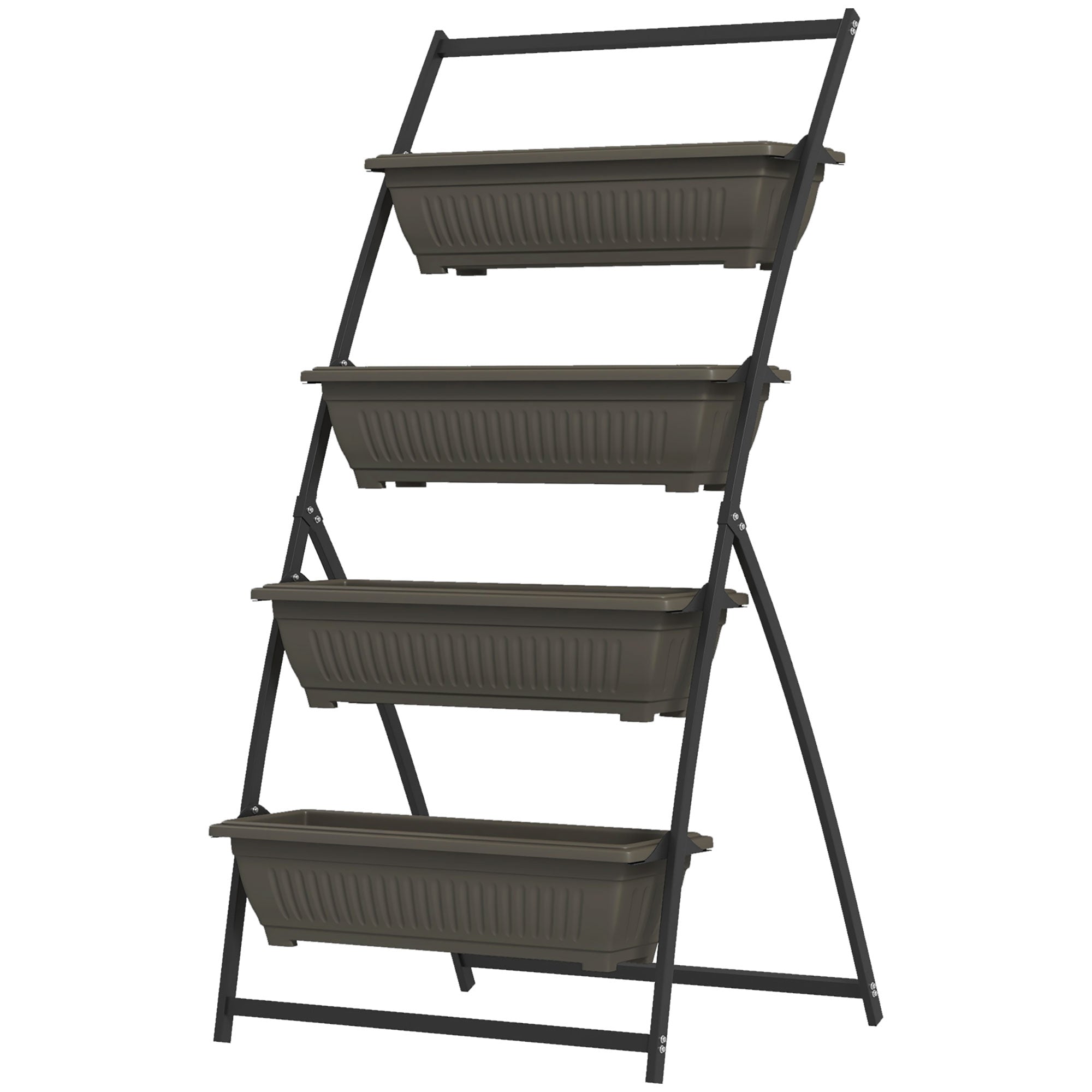 Outsunny 4-Tier Vertical Garden Planter 4 Planting Boxes Brown Outdoor Stand for Vegetables Flowers Grow Container 