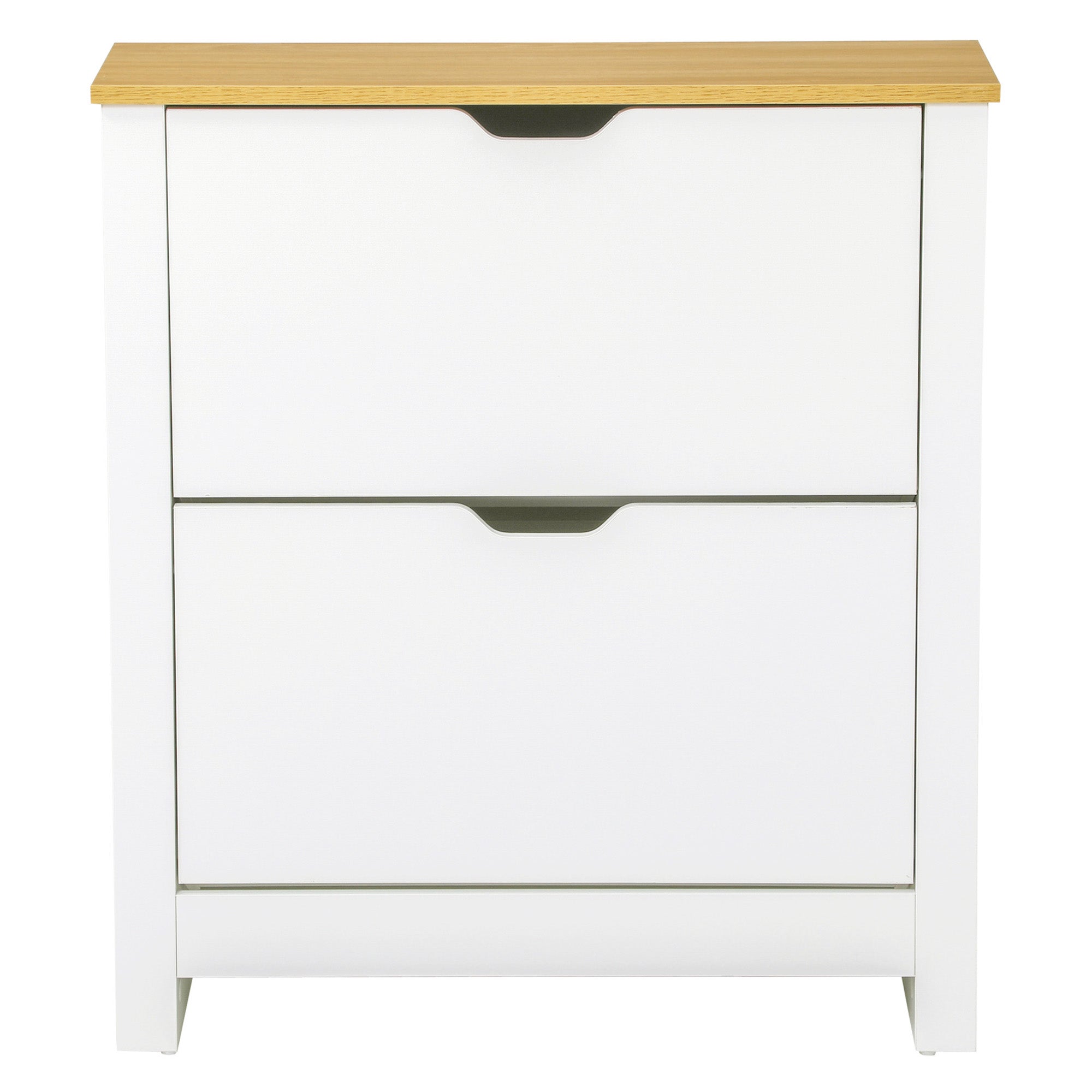 HOMCOM Slim Shoe Storage Cabinet Space-Saving 2 Flip Drawers & Adjustable Shelves Holds 12 Pairs in White 