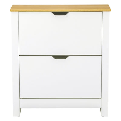 HOMCOM Slim Shoe Storage Cabinet Space-Saving 2 Flip Drawers & Adjustable Shelves Holds 12 Pairs in White 