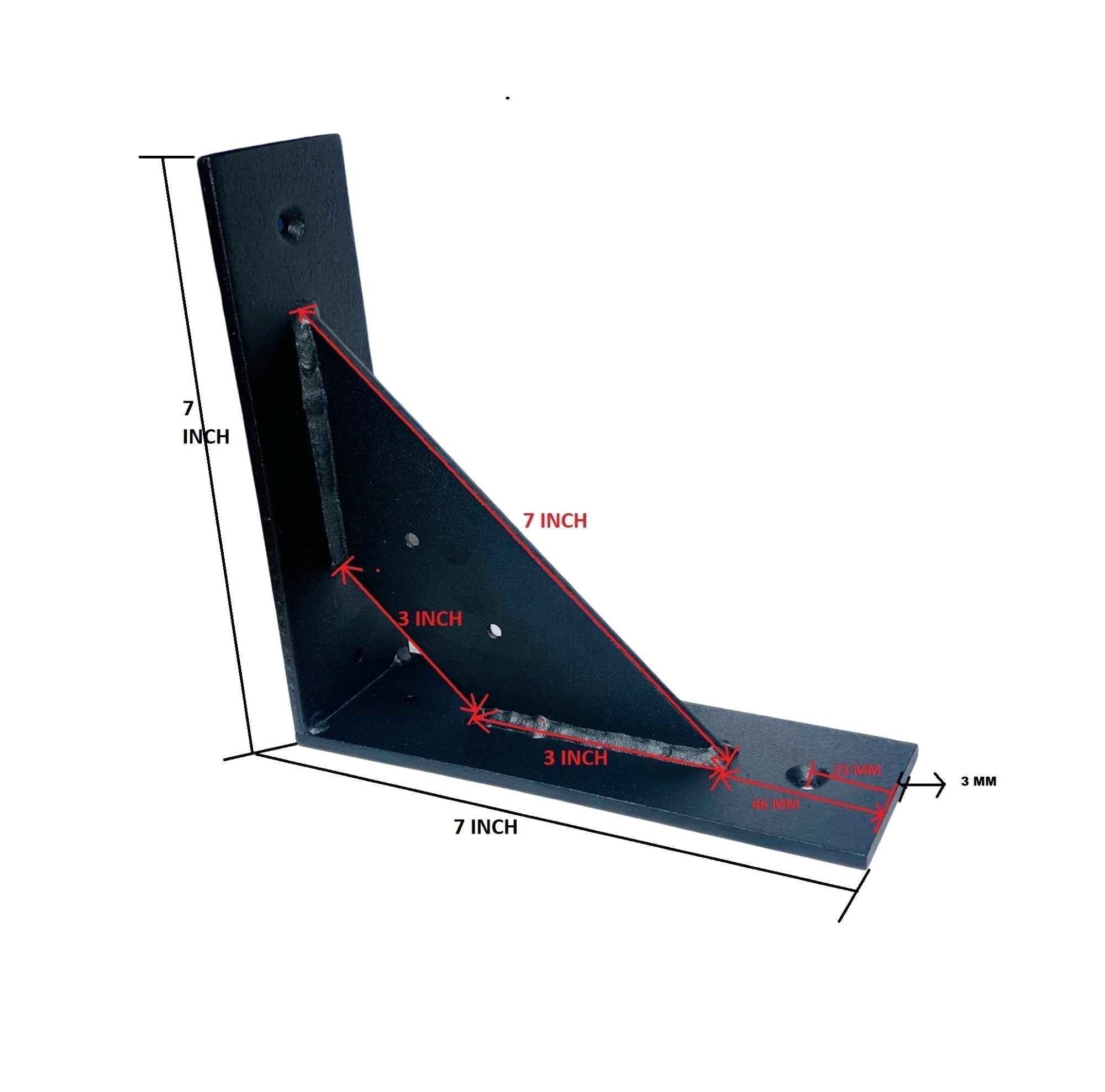 Industrial Heavy Duty Shelf Bracket, Steel, Black 