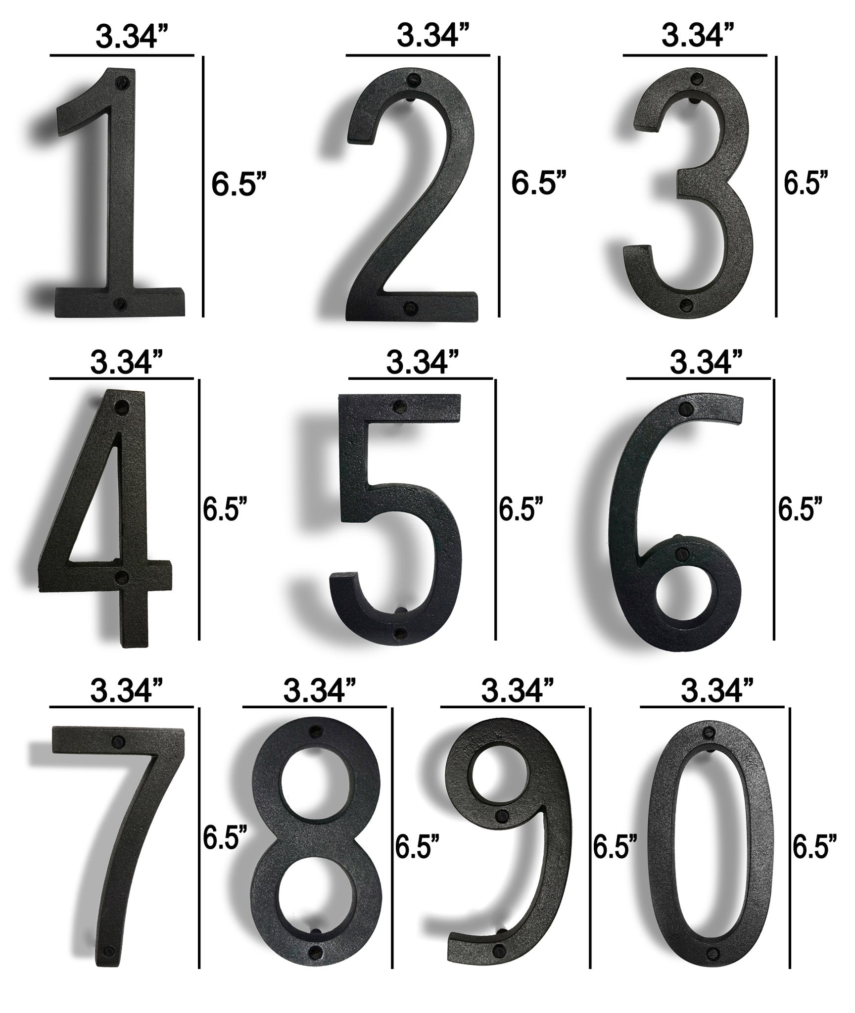 Colonial Wrought Iron Floating Number, 6.5 in, BLK, # 3 
