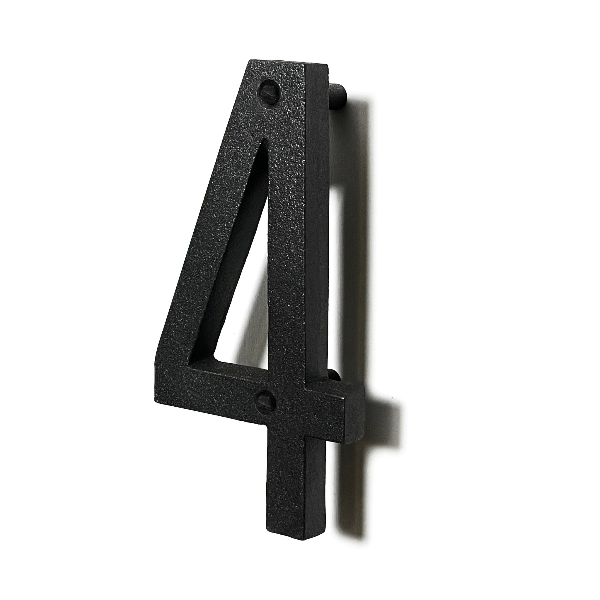 Colonial Wrought Iron Floating Number, 6.5 in, BLK, # 4 