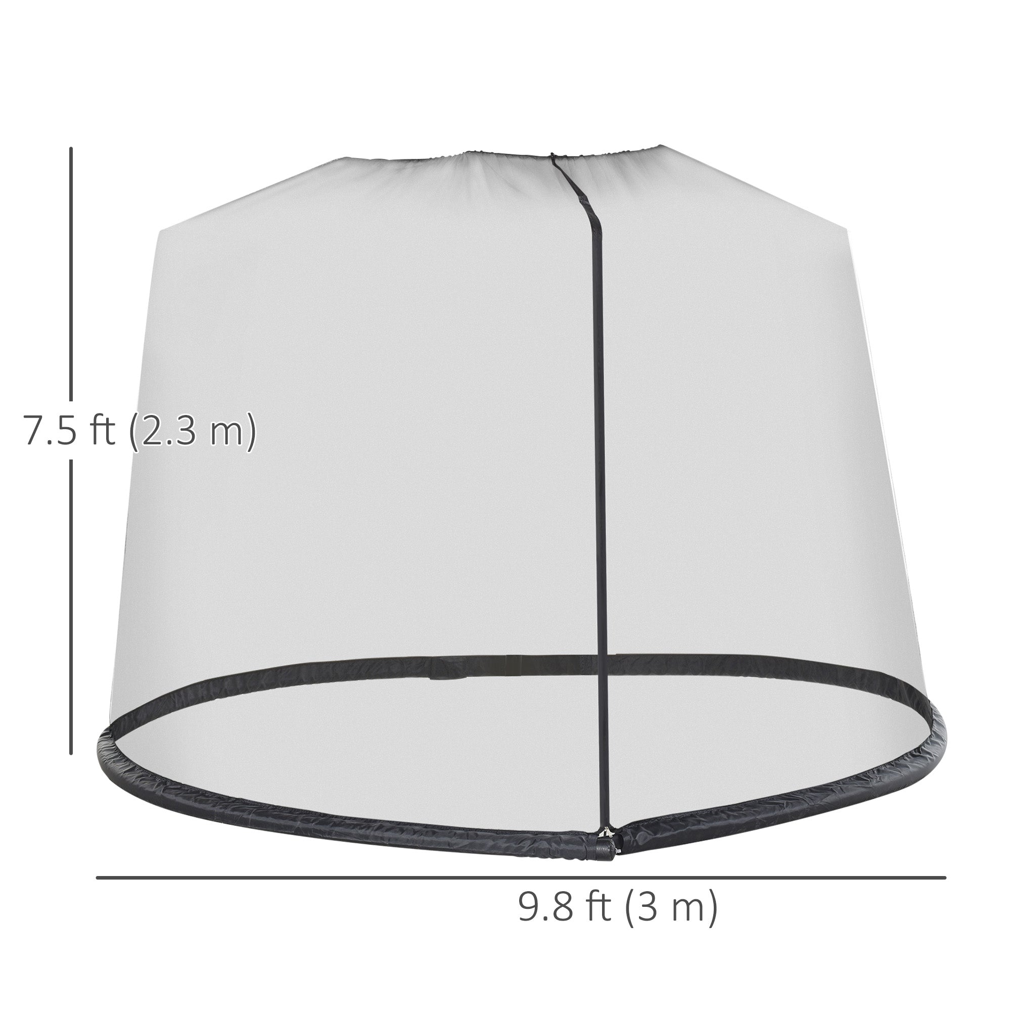 Outsunny 7.5ft Patio Umbrella Screen, Mosquito Net with Door, Easy Setup, for Outdoor Dining - Black 