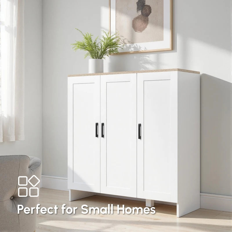 Modern Sideboard Cabinet with Adjustable Shelves, 3 Doors for Modern Kitchen & Dining Room, Ideal for Homeowners, White