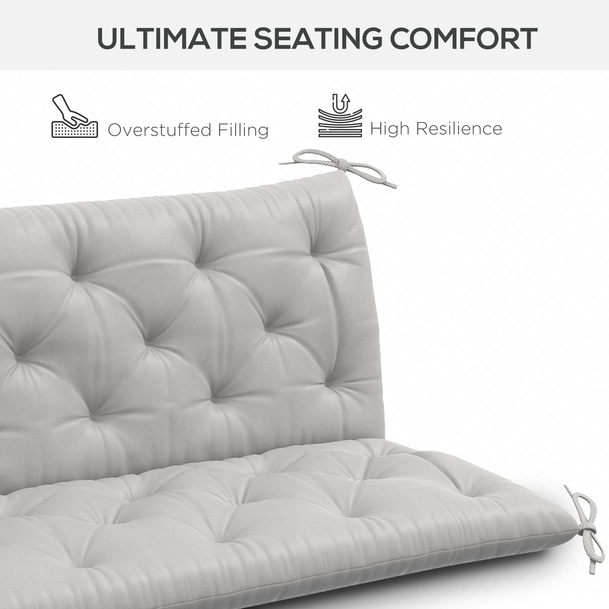 Outsunny 3-Seater Outdoor Bench Swing Chair Replacement Cushions for Patio Garden, Light Grey 