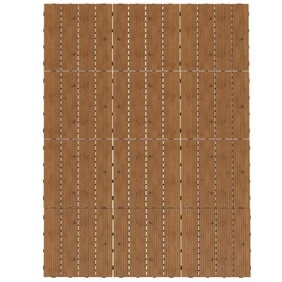 Outsunny 12pc Wooden Patio Decking Tiles Interlocking Outdoor Flooring for All-Weather Brown 