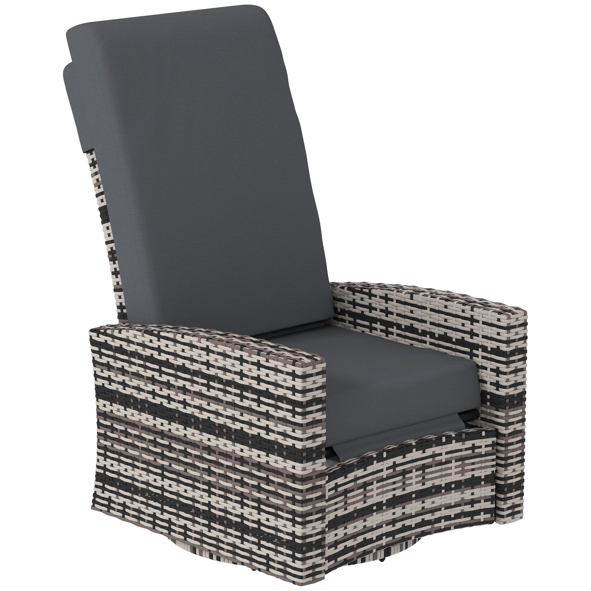 Outsunny Outdoor Rattan Wicker Lounge Chair with Footrest & Soft Cushion for Patio, Garden, Backyard, Grey 