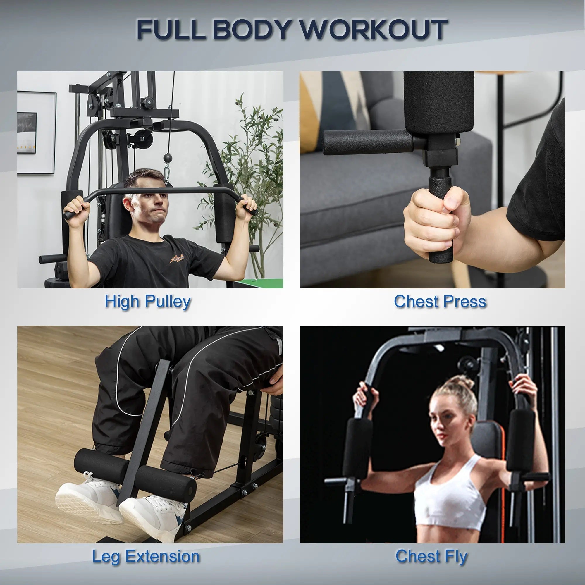 Soozier Home Gym Machine, Multifunction Gym Equipment with 99lbs Weight Stack for Back, Chest, Arm, Legs, and Full Body Workout 