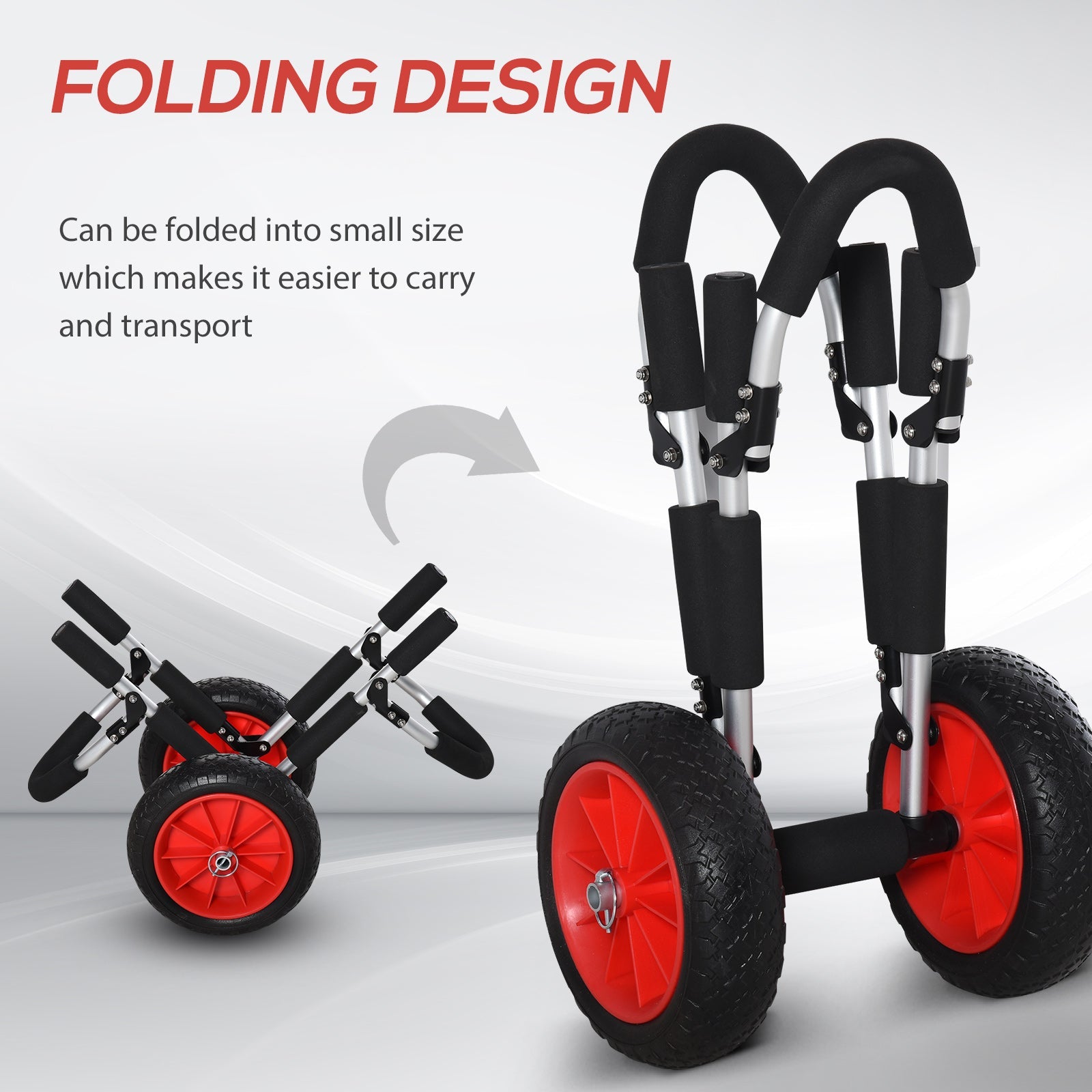 Outsunny Paddleboard Dolly Aluminum Surfboard Trolley Foldable Cart for SUPs Boat Canoe Carrier Tote Silver 
