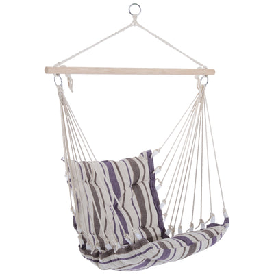 Outsunny Portable Relaxation: Woven Rope Hanging Swing Chair for Outdoor Garden, Yard, Camping, Brown Finish 