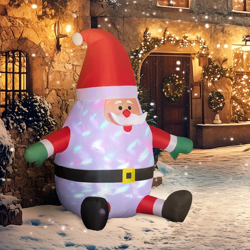 Outsunny 8ft Inflatable Christmas Santa Claus – LED Light-Up Blessings Sign, Outdoor Blow-Up Yard Display 