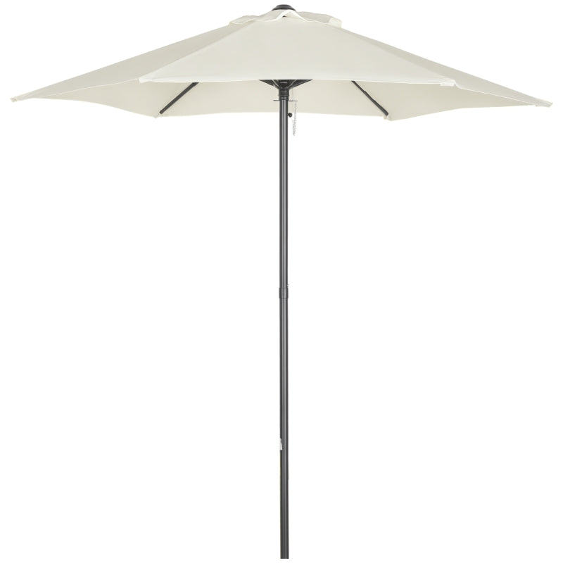 6.6FT Patio Umbrella, Outdoor Parasol with 6 Solid Ribs, Cream White