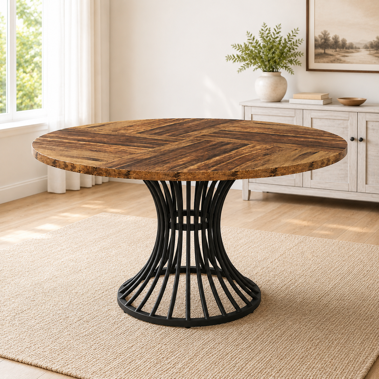 47” Modern Farmhouse Round Kitchen Table