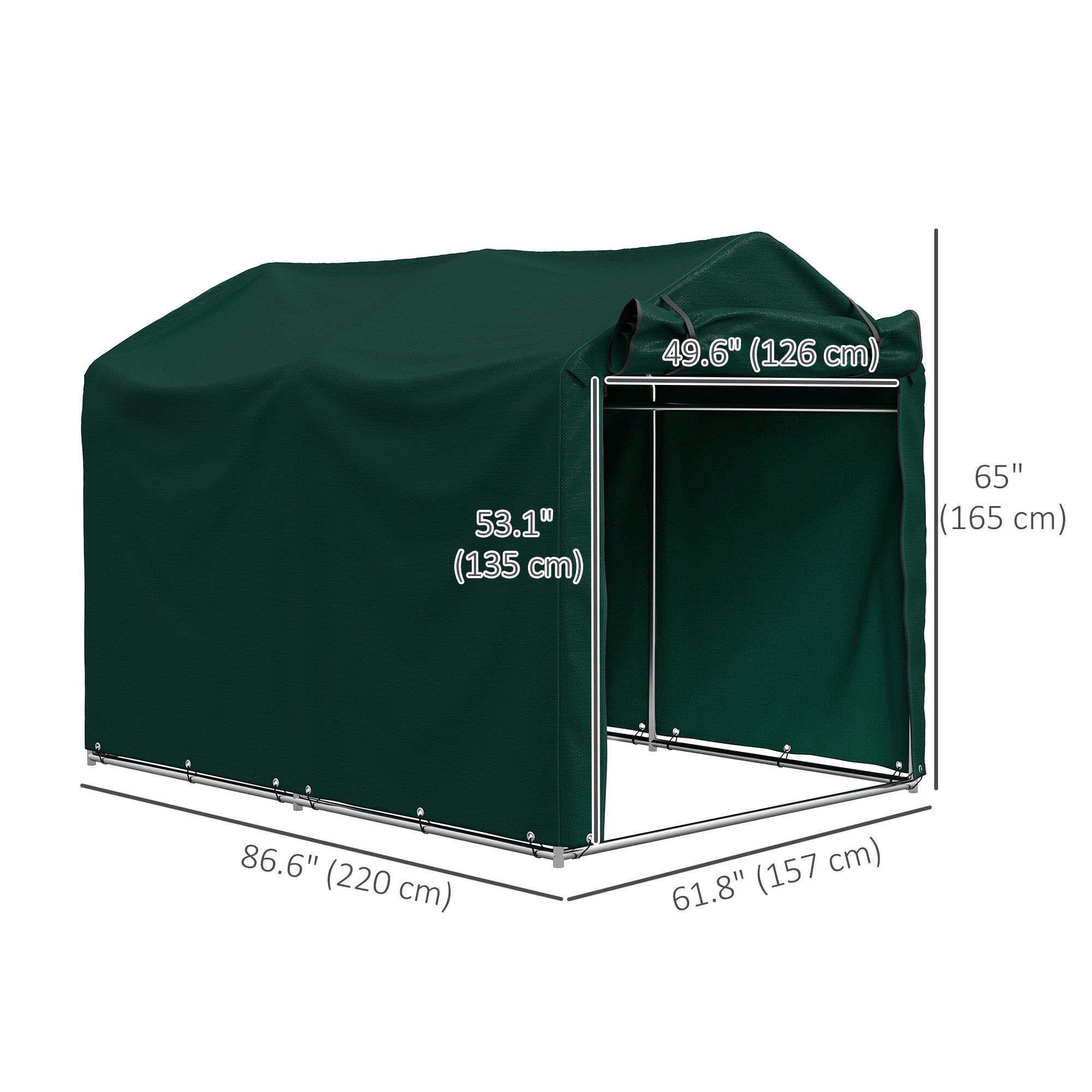 Outsunny Outdoor Storage Shed, UV Resistant Bike Tent with Roll-up Zipper Door, Portable Shed for Bike, Motorcycle, Dark Green 