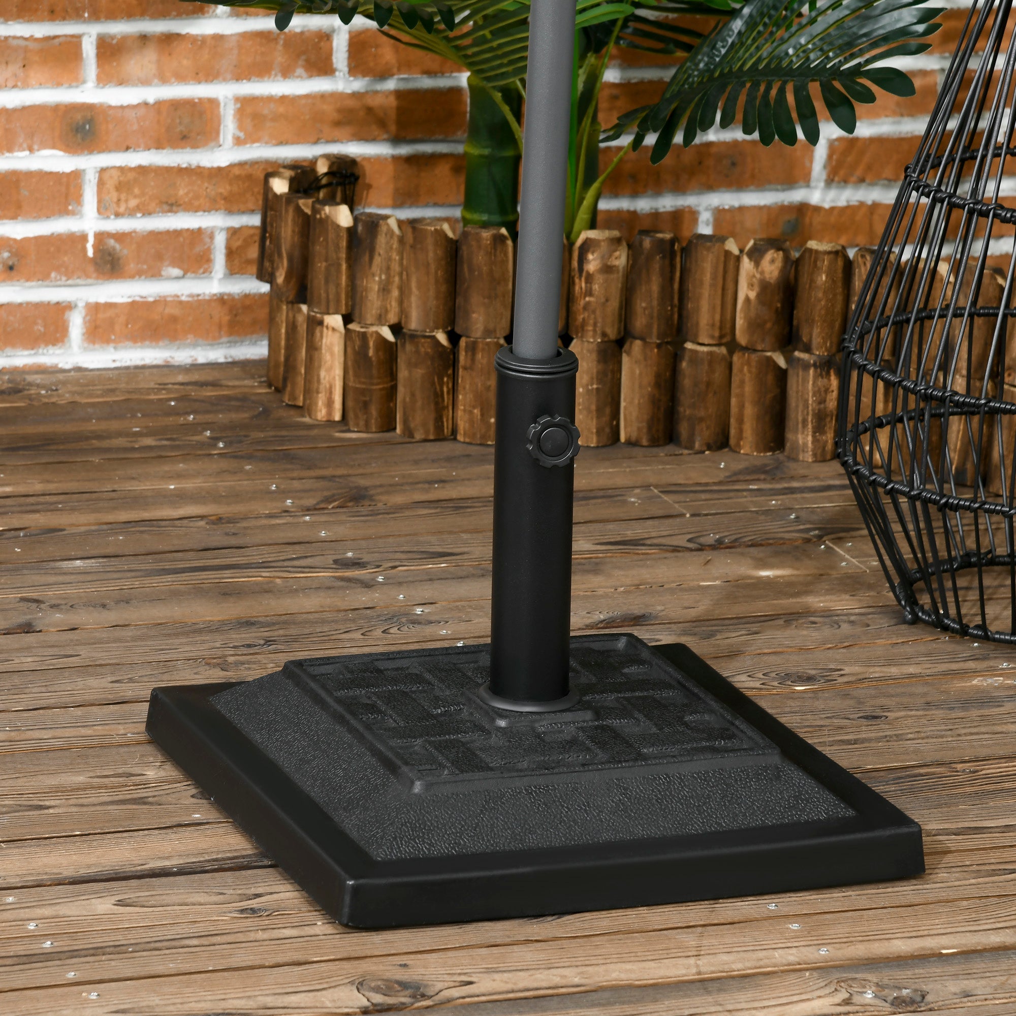 Outsunny 26 lb Heavy Duty Square Resin Patio Umbrella Base for Outdoor Garden Backyard Black 