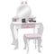 Qaba Kids Makeup Vanity Set with Stool, Mirror, Drawer, Storage Boxes, Rabbit Design, White