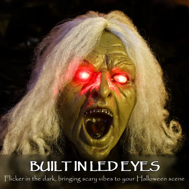 Outsunny 72" Life-Size Halloween Animated Crawling Zombie – LED Eyes, Battery Operated 