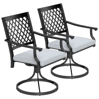 Outsunny Outdoor Patio Chairs Set of 2, Metal Swivel Rocker Chairs with Cushion and Armrests for Backyard, Garden, Patio 