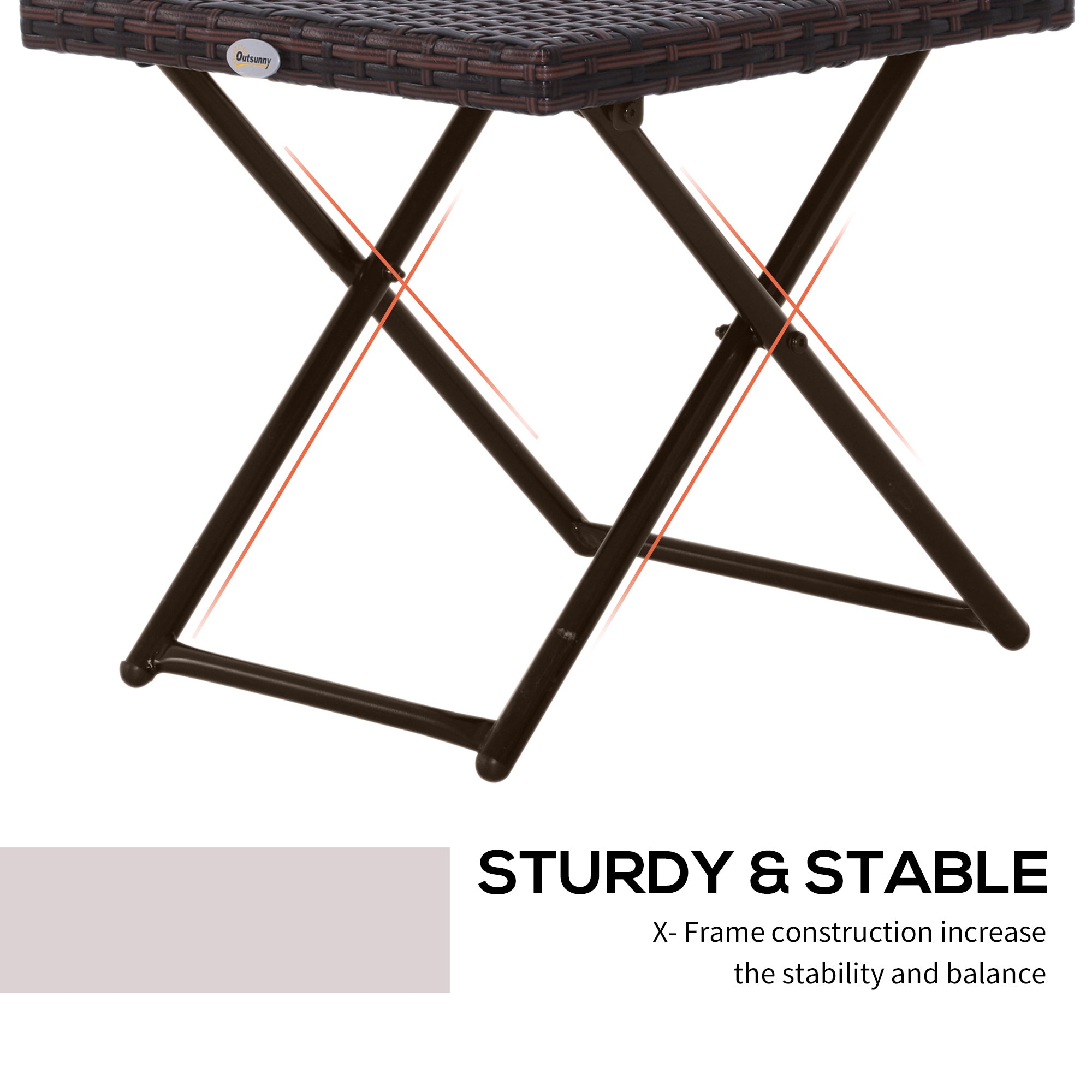 Outsunny Wicker Coffee Table Outdoor PE Rattan Patio Folding Side Table Garden 15.75"x15.75"x15.75" Brown 