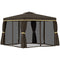 Outsunny 10' x 10' 2-Tier Outdoor Gazebo Canopy Tent with Zippered Mesh Sidewalls, Aluminum Frame for Patio, Backyard, Coffee