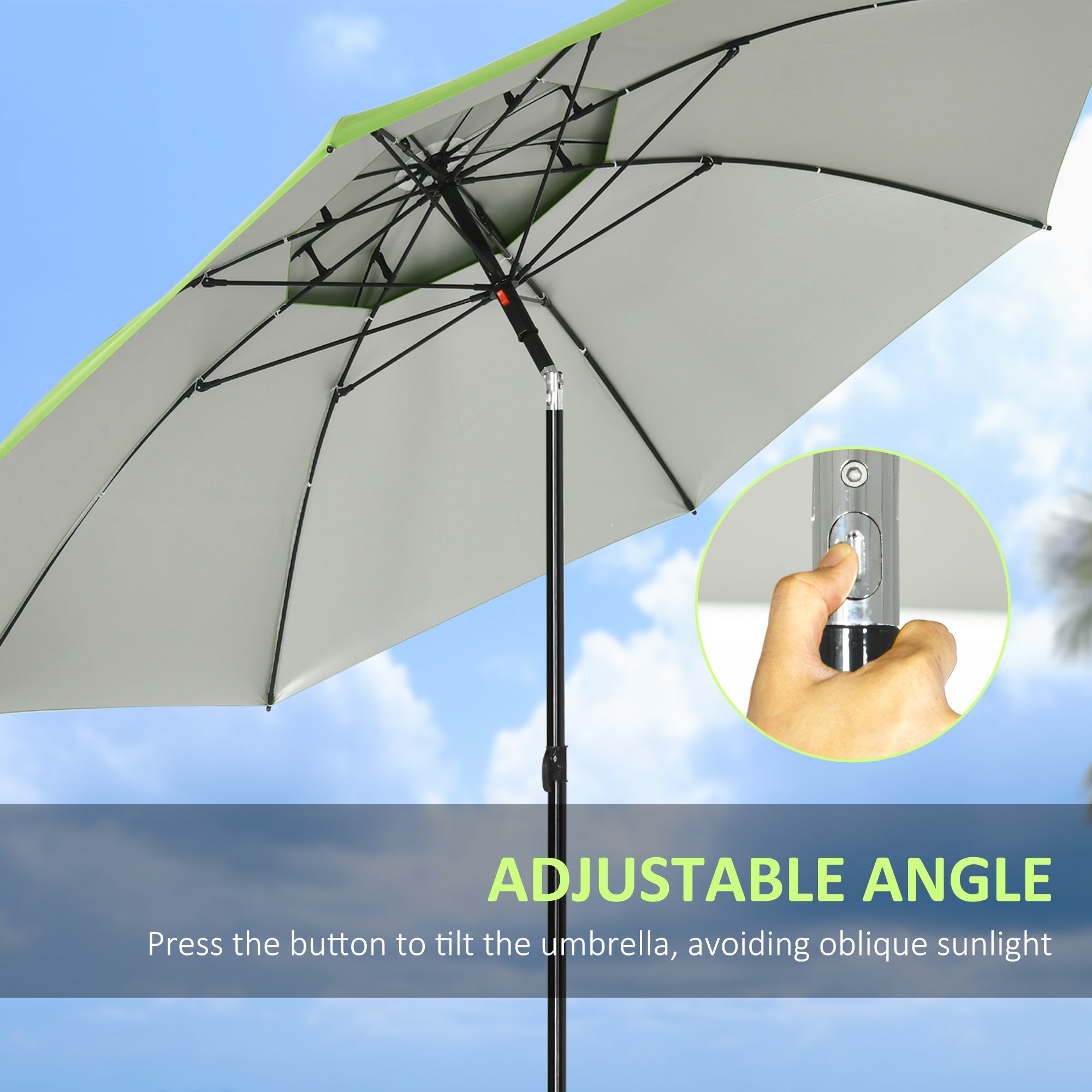 Outsunny 6.6ft Arched Beach Umbrella: Angle Adjustable with UV30+ Protection for Outdoor, Green 