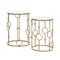 Round Coffee Tables Set of 2, Gold Nesting Side End Tables with Tempered Glass Top, Steel Frame for Living Room