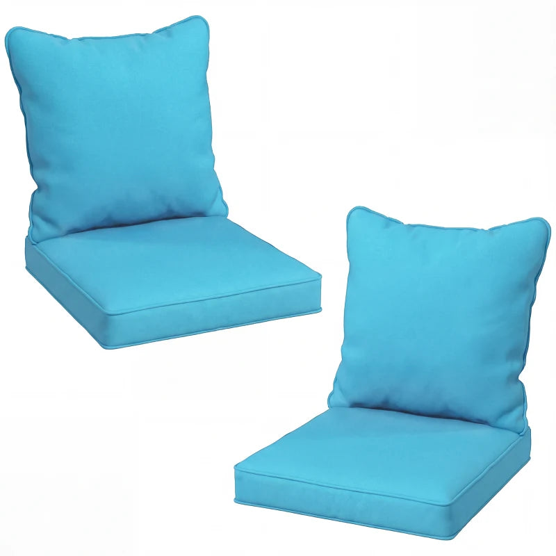 Seat Cushion Back Pillows Replacement Set of 2, Patio Chair Cushions Set for Indoor Outdoor, Turquoise