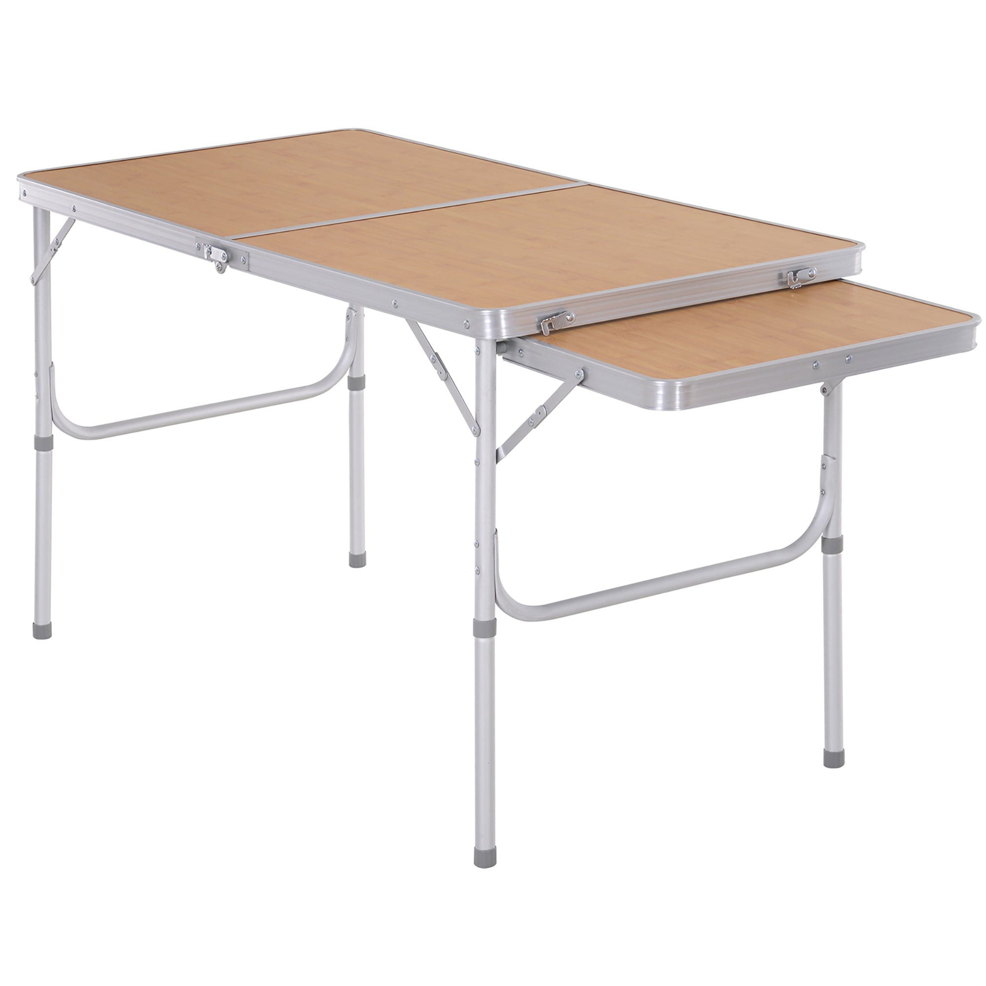 Outsunny Portable Picnic Table with Slide Shelf Foldable Design 2 Adjustable Heights for Outdoor Use 