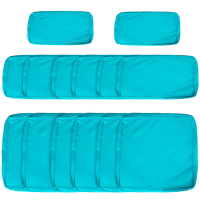 Outsunny 14pc Rattan Sofa Set Cover Replacement, Durable Polyester, No Cushion, Refresh Your Patio - Turquoise 