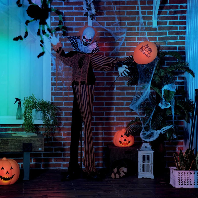 Outsunny 5ft Life-Size Talking Circus Clown – Sound & Motion Activated Halloween Decoration, Light-Up Eyes 