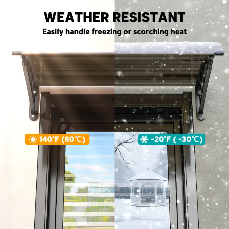 Window Awning Door Canopy, Polycarbonate Cover Patio Awnings, 30" x 50", Brown
