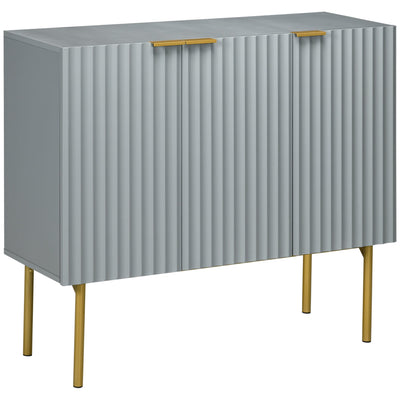 HOMCOM Sophisticated Sideboard: Grey Buffet Cabinet with Gold Legs for Dining Room, Living Room, Hallway Elegance 
