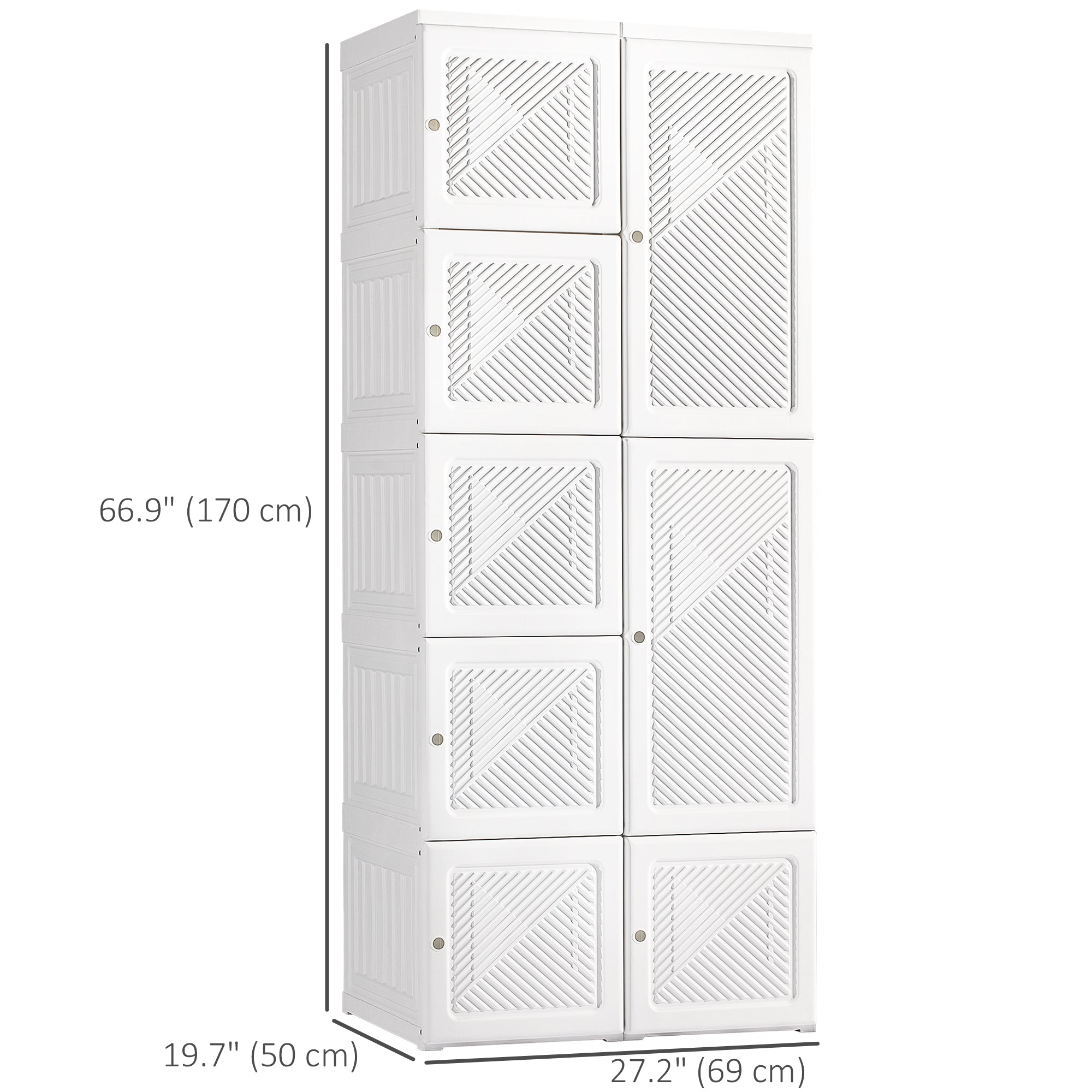 HOMCOM Portable Wardrobe Closet, Folding Bedroom Wardrobe, Clothes Storage Organizer with Cube Compartments, White 
