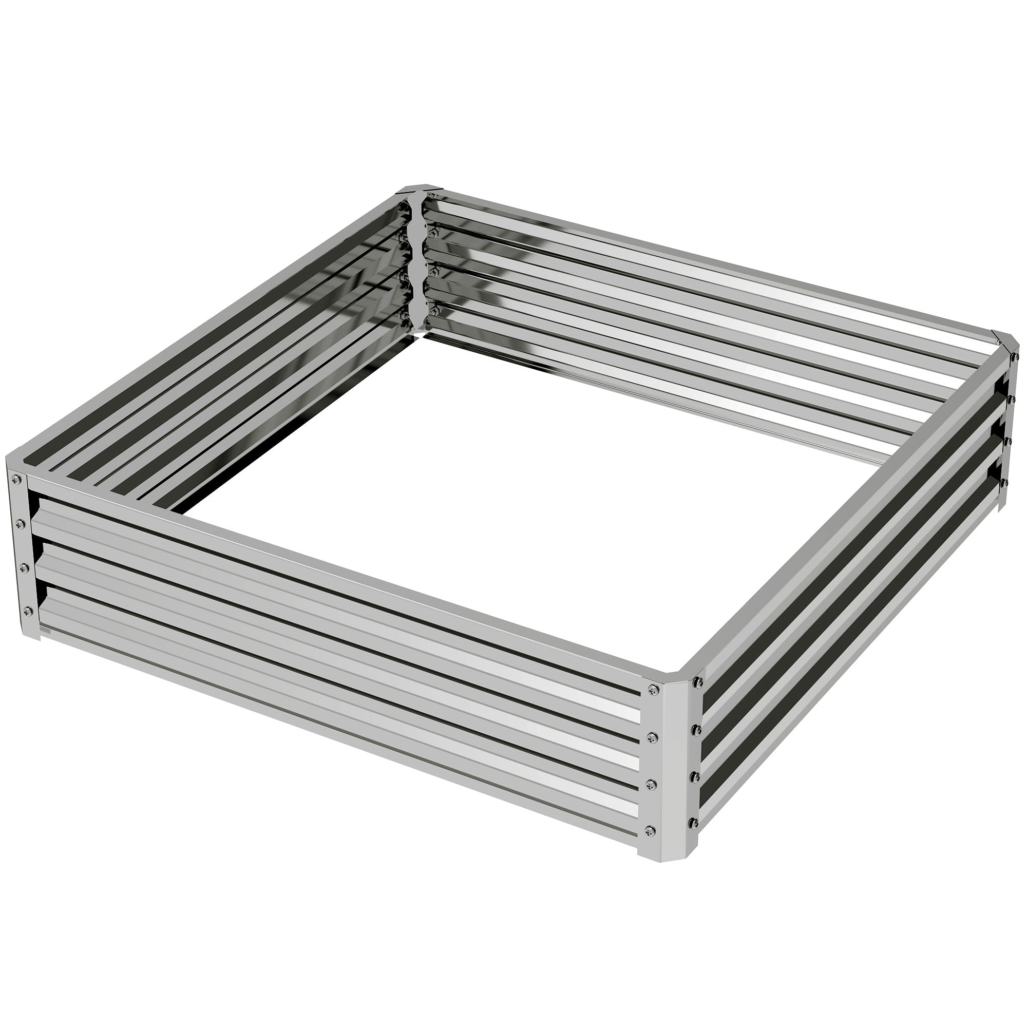 Outsunny 4' x 4' x 1' Raised Garden Bed Galvanized Steel Planter Box for Vegetables, Flowers, Herbs, Silver 