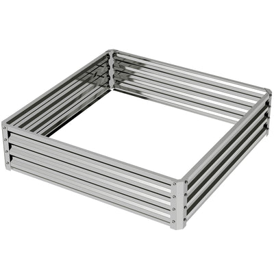 Outsunny 4' x 4' x 1' Raised Garden Bed Galvanized Steel Planter Box for Vegetables, Flowers, Herbs, Silver 