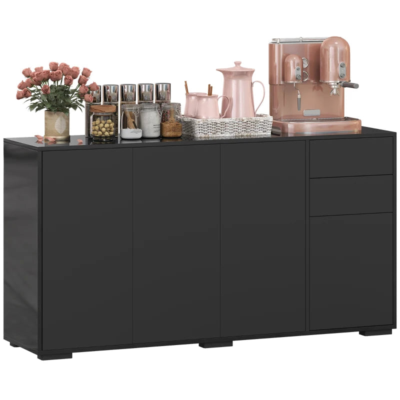 Kitchen Sideboard Storage Cabinet, Modern Coffee Bar Cabinet with Push-Open Design and 2 Drawers for Living Room, Black