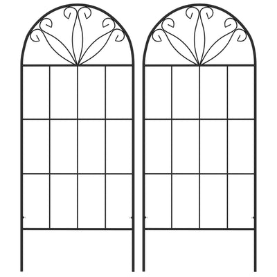 Outsunny Metal Garden Trellis Pack of 2 for Climbing Plants, Arched Grid Trellis Panels, 20" x 47", Black 
