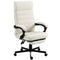 Office Chair, High Back Desk Chair, Swivel Recliner with Adjustable Height, Footrest and Padded Armrest, Cream White